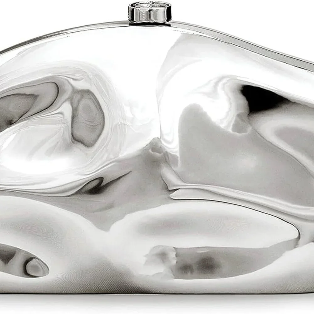 Acrylic Clutch Purse for Women Silver Evening Handbag for Wedding Party